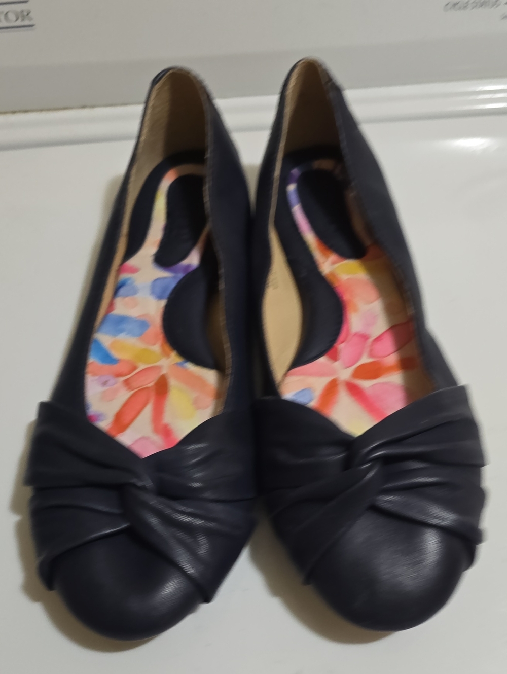 Born Navy Knot-Front Ballet Flats with Colorful Insole